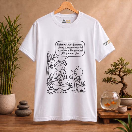 Mindful Listening Tee — "Listen without judgment" Meditation Quote T-Shirt