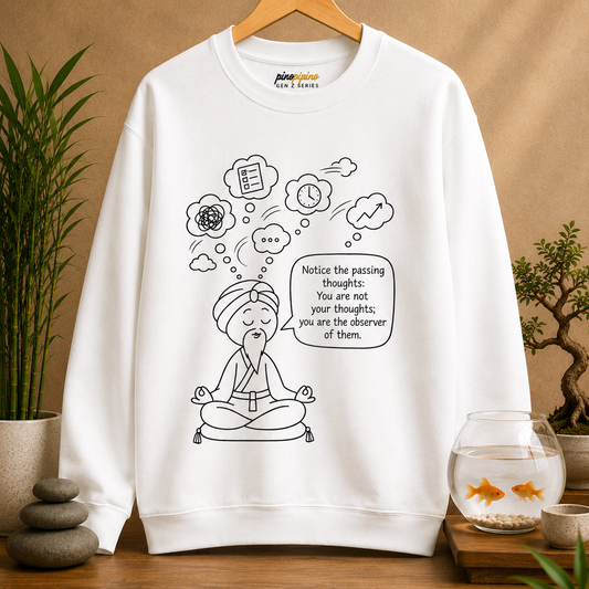"Notice the passing thoughts" Mindfulness Design - Meditation Guru Crewneck Sweatshirt