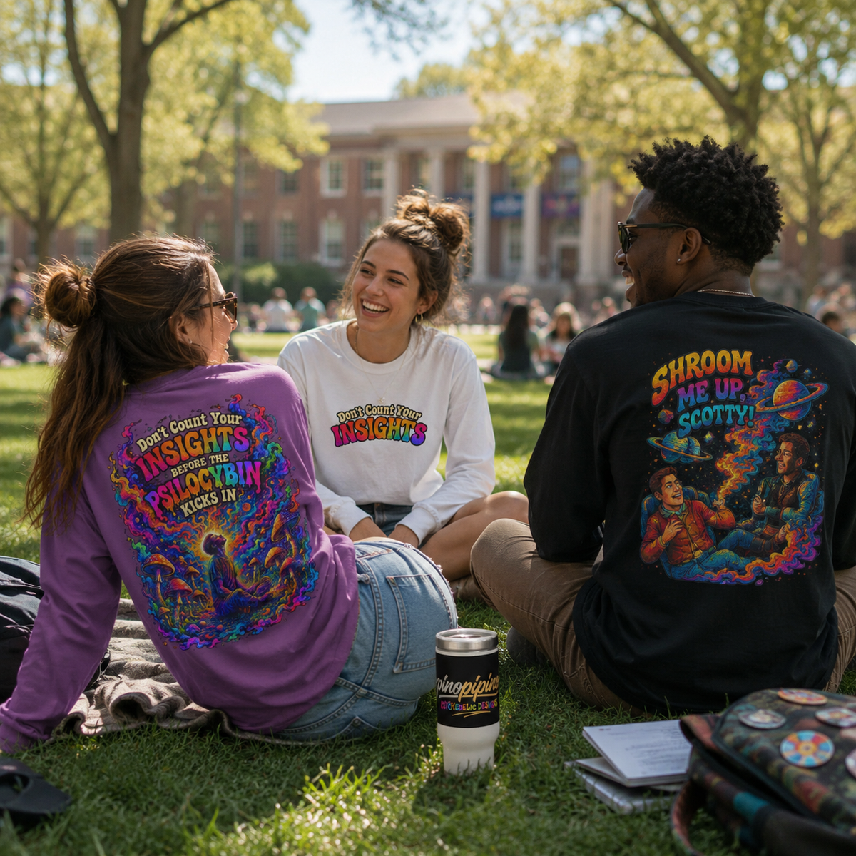 "Don't Count Your Insights" Long Sleeve Tee — Psychedelic Mushroom Art