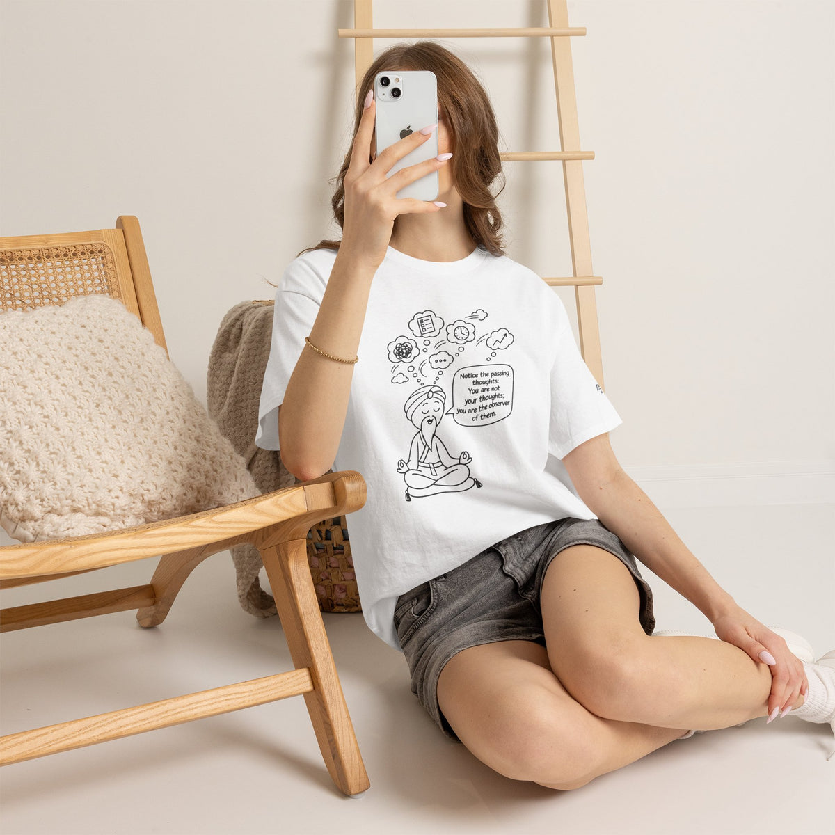 Meditation Guru Tee - "Notice the passing thoughts" Mindfulness T-Shirt