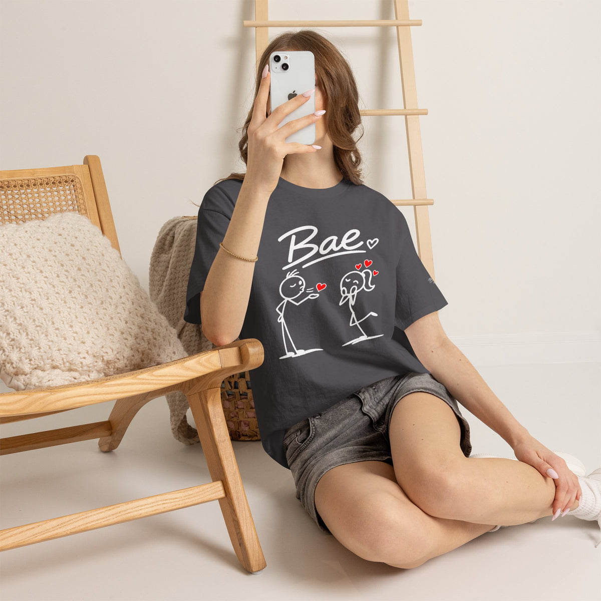 "Bae" Stick Figure Couple T‑Shirt — Cute Romantic Tee