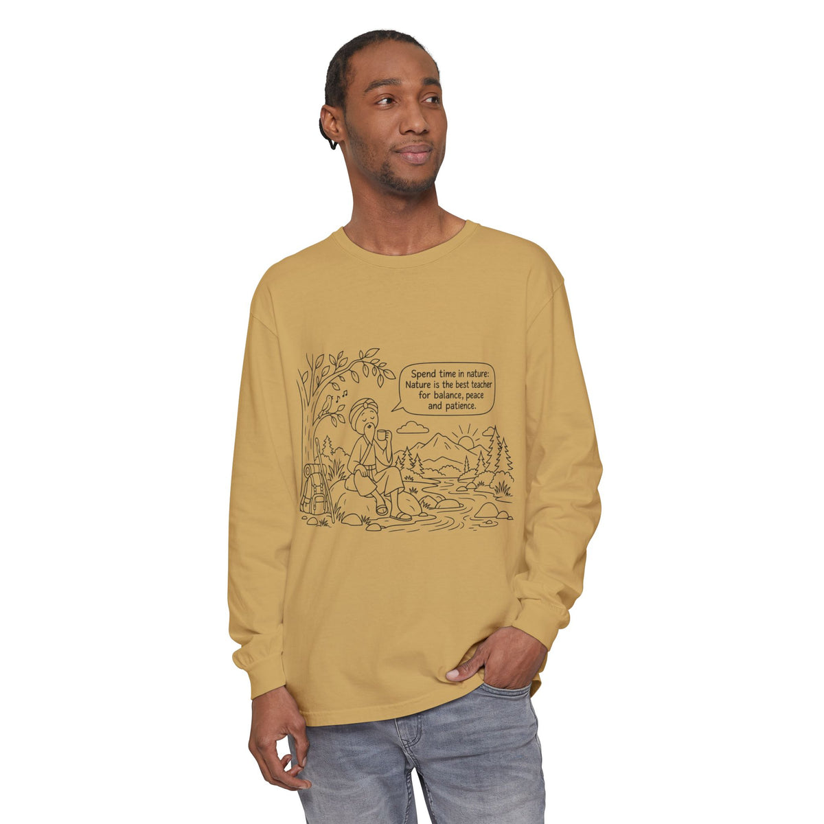 Long Sleeve T‑Shirt — "Spend time in nature" Hiking Graphic Tee