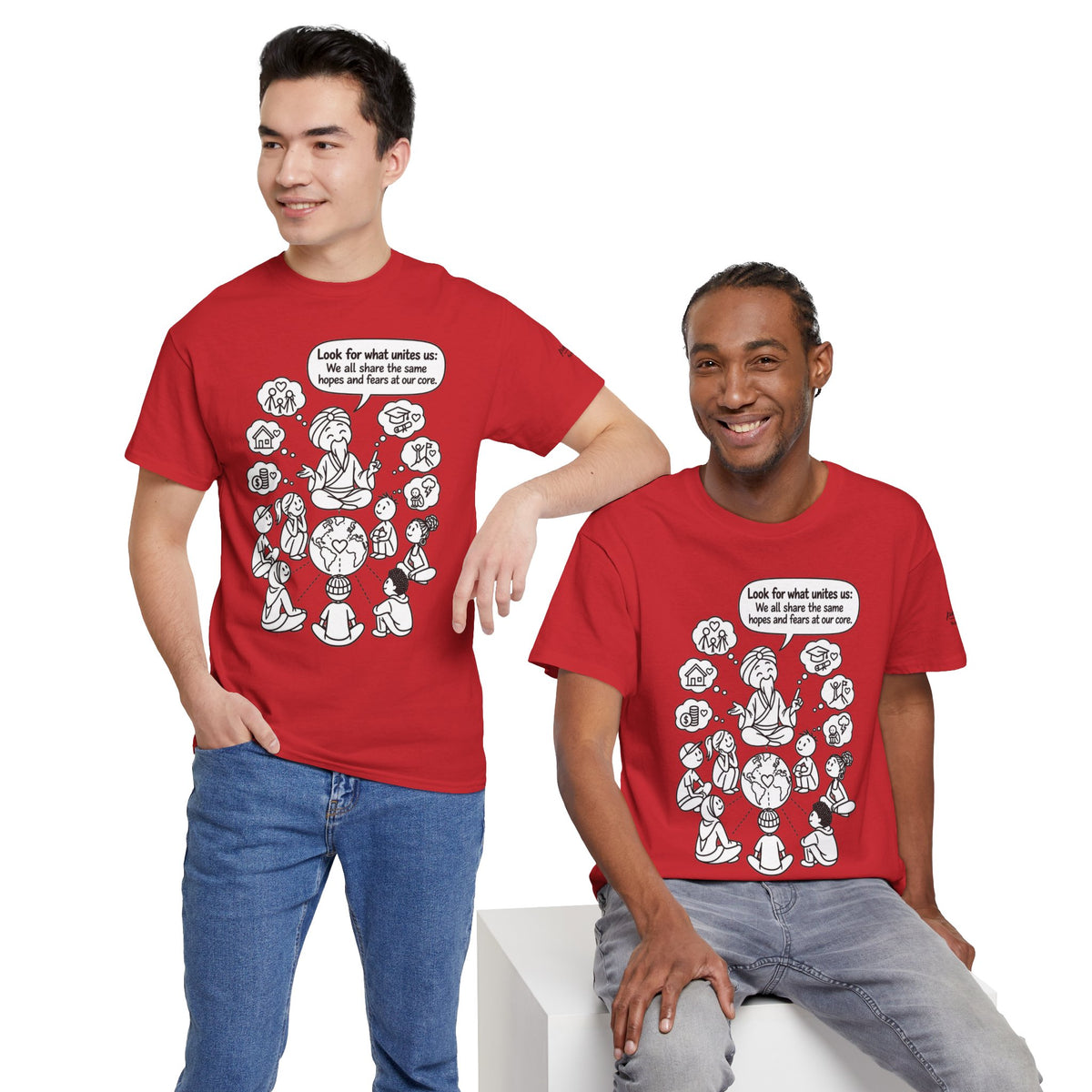 "Look for what unites us" Community Peace Crewneck Tee
