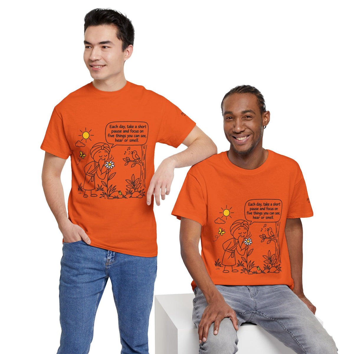 "Focus on five things you can see, hear or smell" - Master Lee's Wisdom, Unisex Heavy Cotton Tee