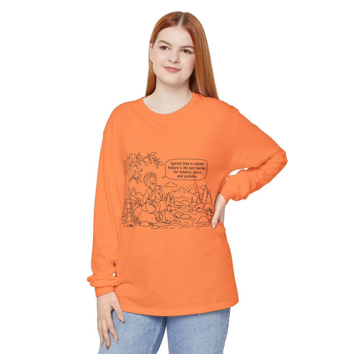 Long Sleeve T‑Shirt — "Spend time in nature" Hiking Graphic Tee