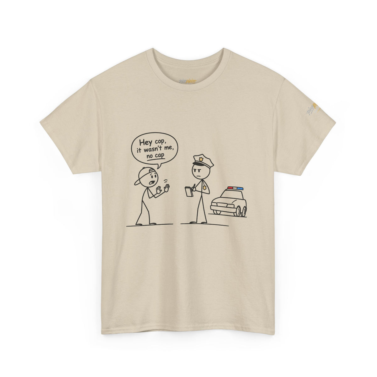 Funny "Hey Cop, It Wasn't Me, No Cap" Police Cartoon Tee
