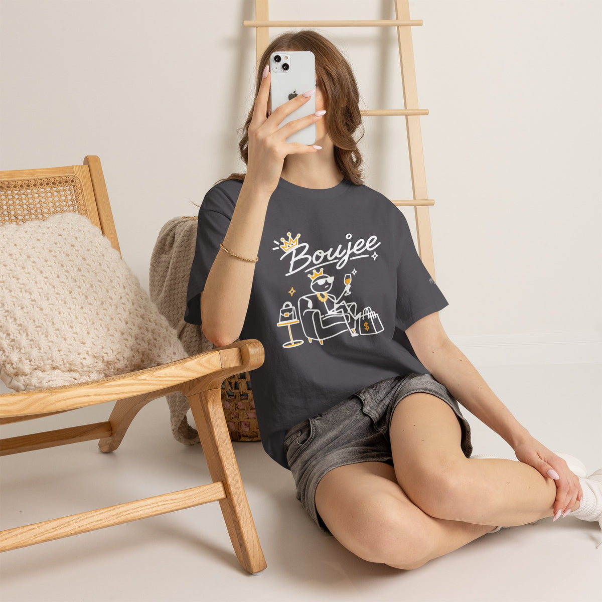 "Boujee" Minimal Graphic Cotton T-Shirt