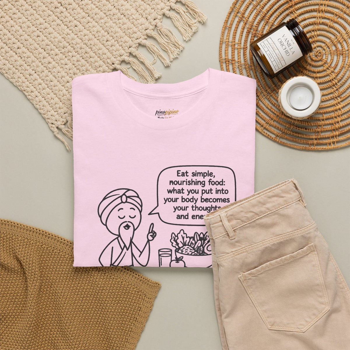 Mindful Eating T‑Shirt — "Eat Simple, Nourishing Food..." Wellness Tee