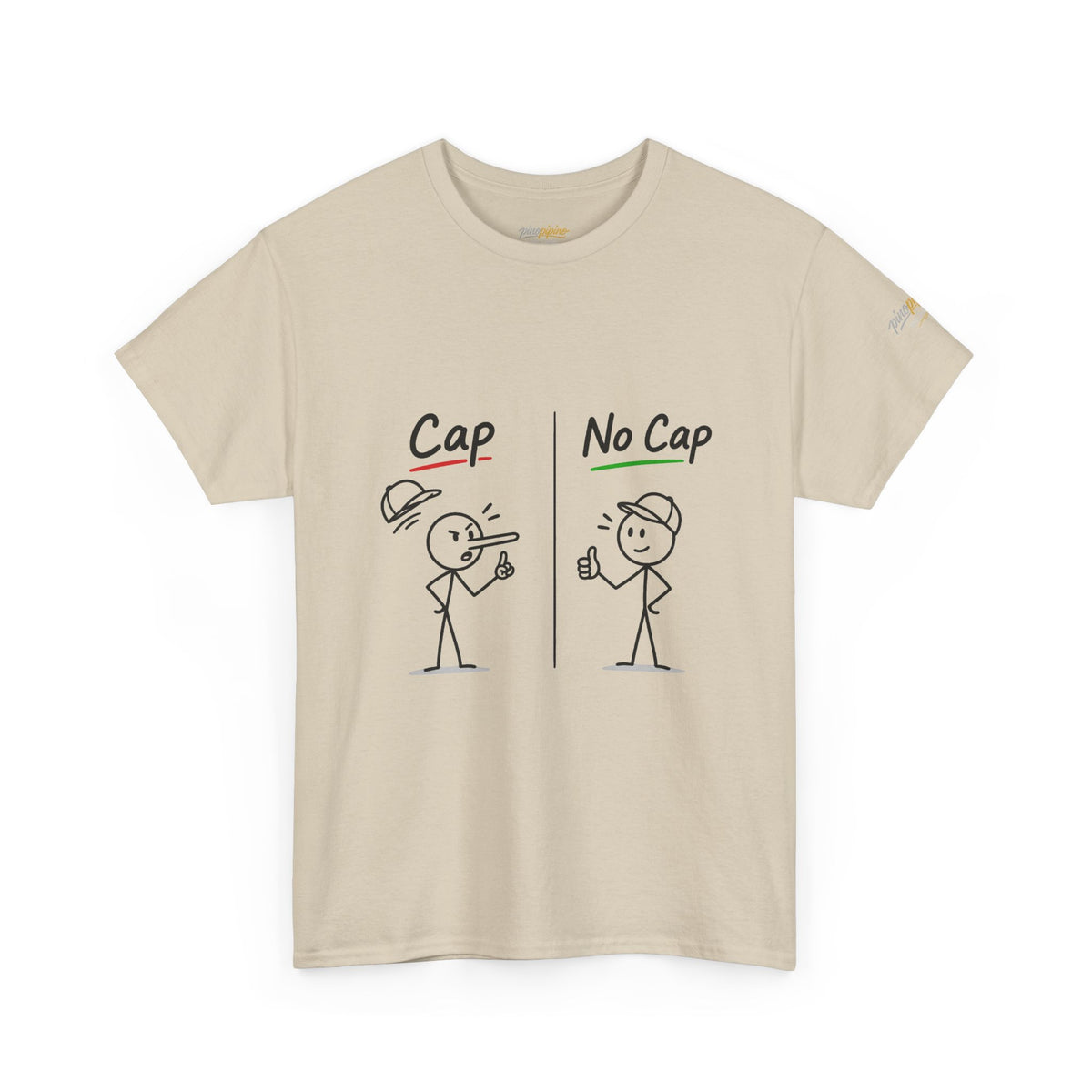 "Cap vs No Cap" T-Shirt – Funny Stick Figure Meme Tee