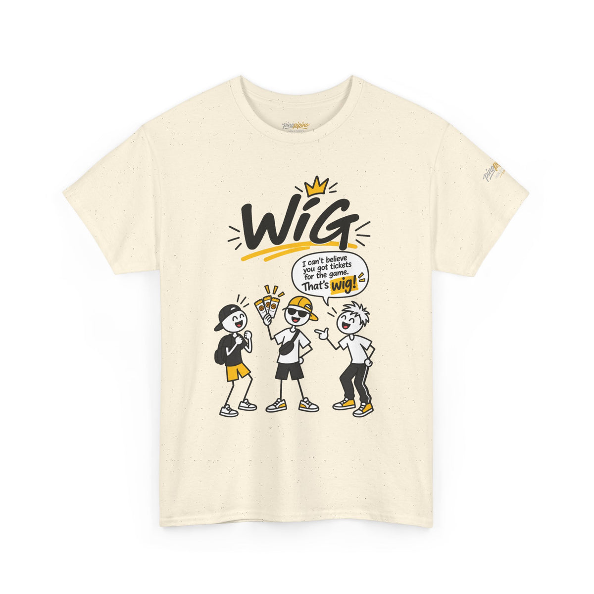 "Wig" Gen Z Slang Graphic Tee — Funny Cartoon Crew Shirt