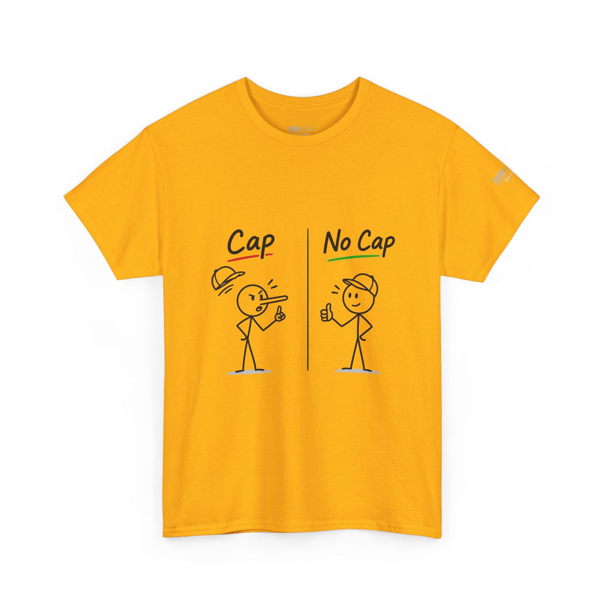 "Cap vs No Cap" T-Shirt – Funny Stick Figure Meme Tee