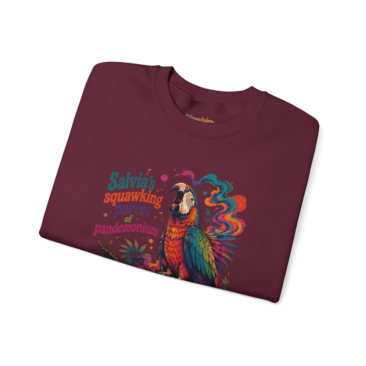 "Salvia's Squawking Parrot of Pandemonium" Colorful Graphic Psychedelic Crewneck Sweatshirt