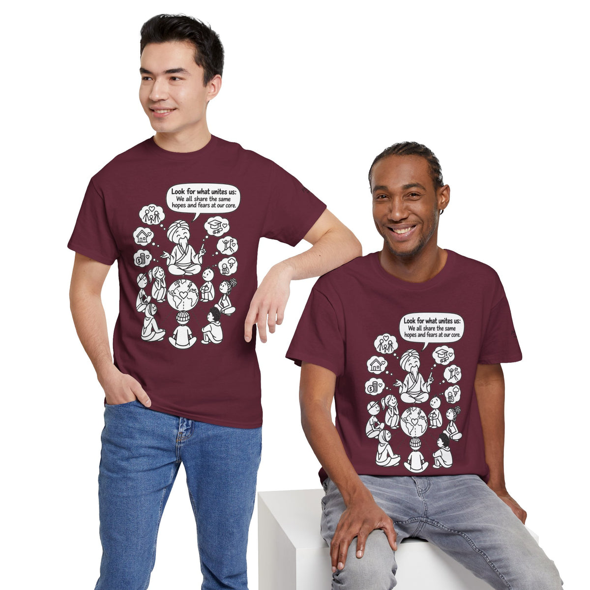 "Look for what unites us" Community Peace Crewneck Tee