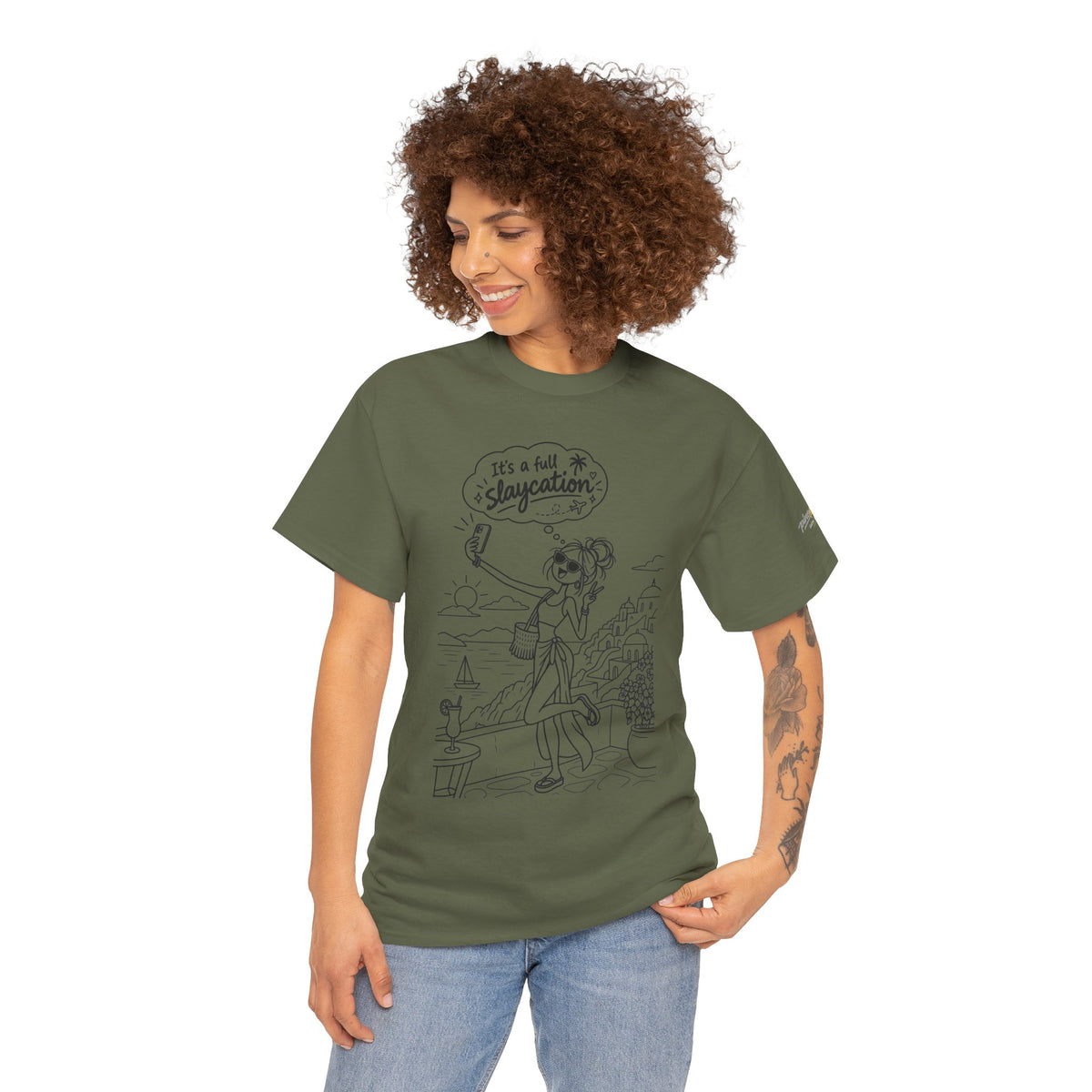 T-Shirt — "It's a Slaycation" Retro Beach Girl Graphic Tee