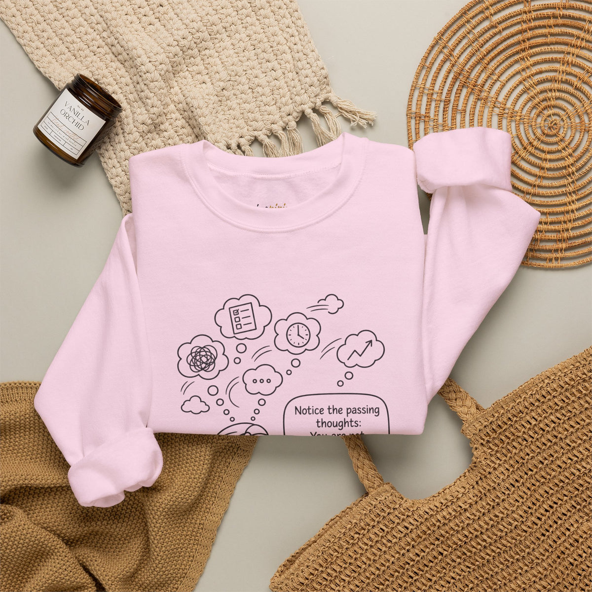 "Notice the passing thoughts" Mindfulness Design - Meditation Guru Crewneck Sweatshirt