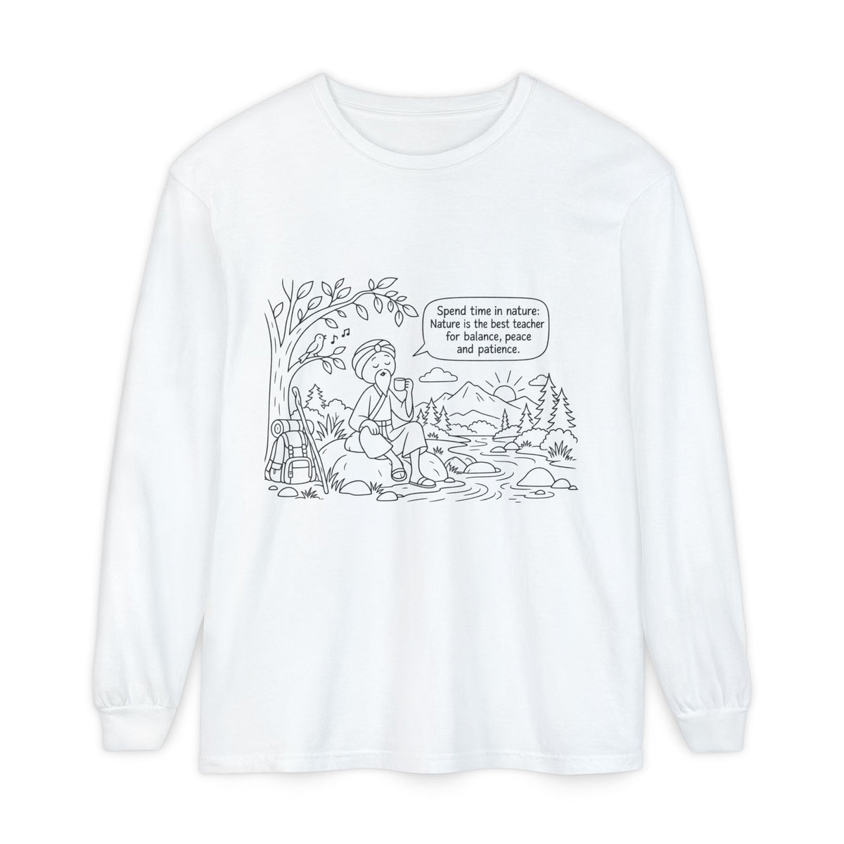Long Sleeve T‑Shirt — "Spend time in nature" Hiking Graphic Tee