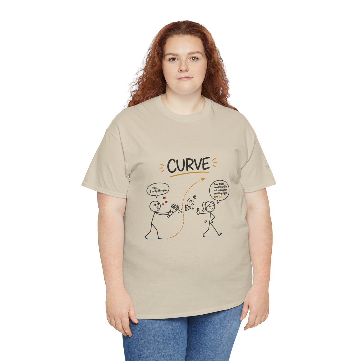 "Curve" Graphic Tee — Funny Gen Z Slang Stick Figure T-Shirt