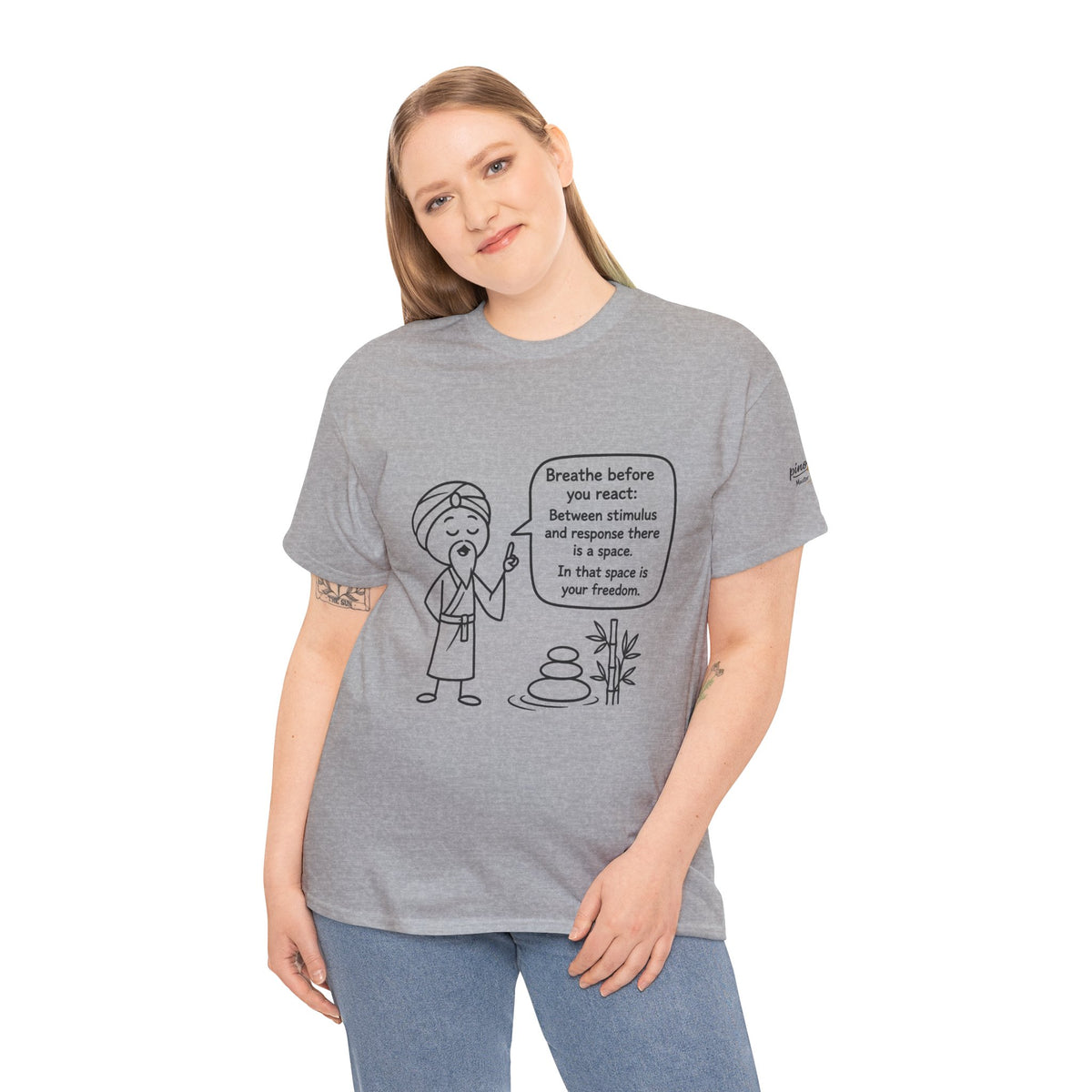 Mindful Guru T‑Shirt — "Breathe before you react" Meditation Tee