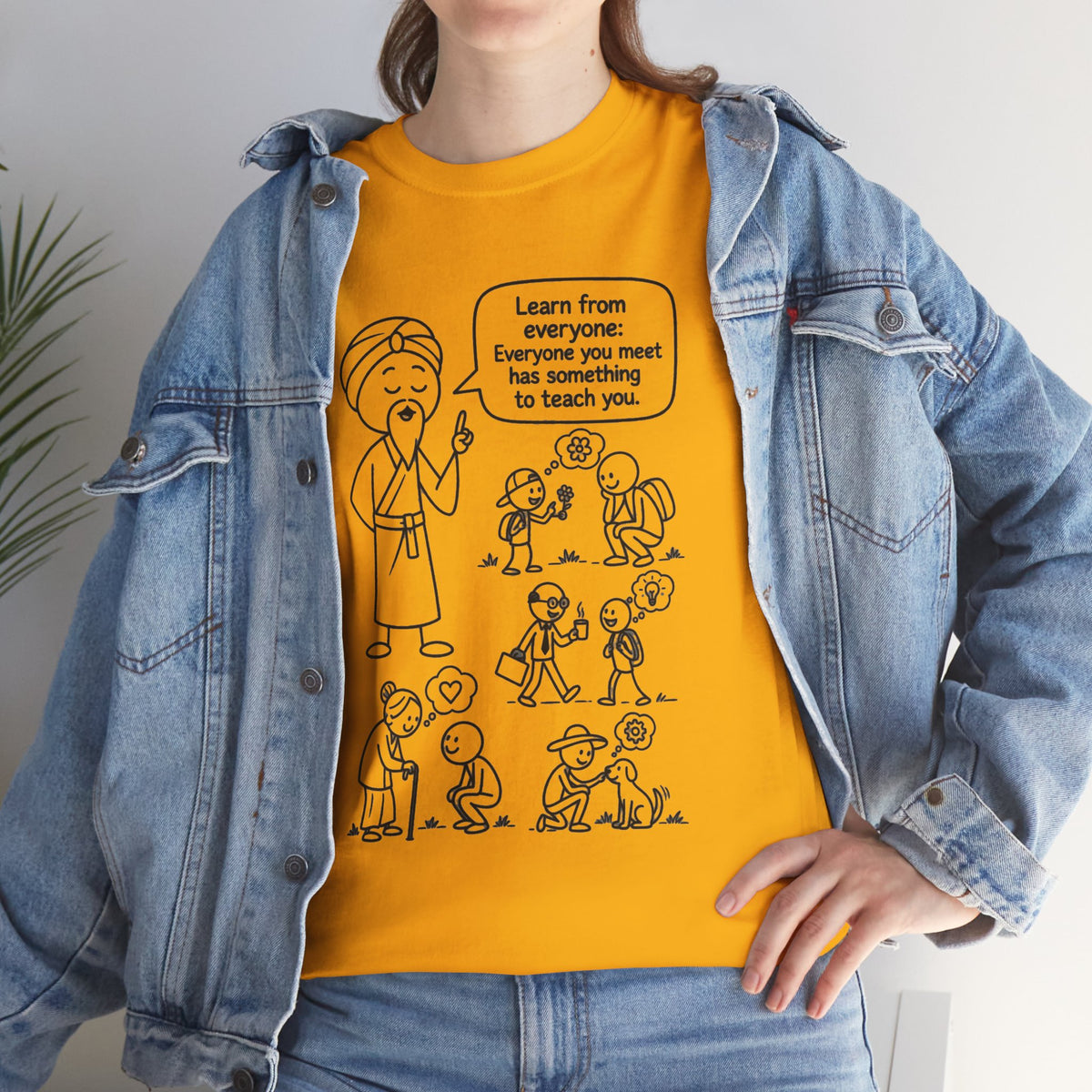 Spiritual Teacher Comic Tee — "Learn from Everyone" Graphic T‑Shirt