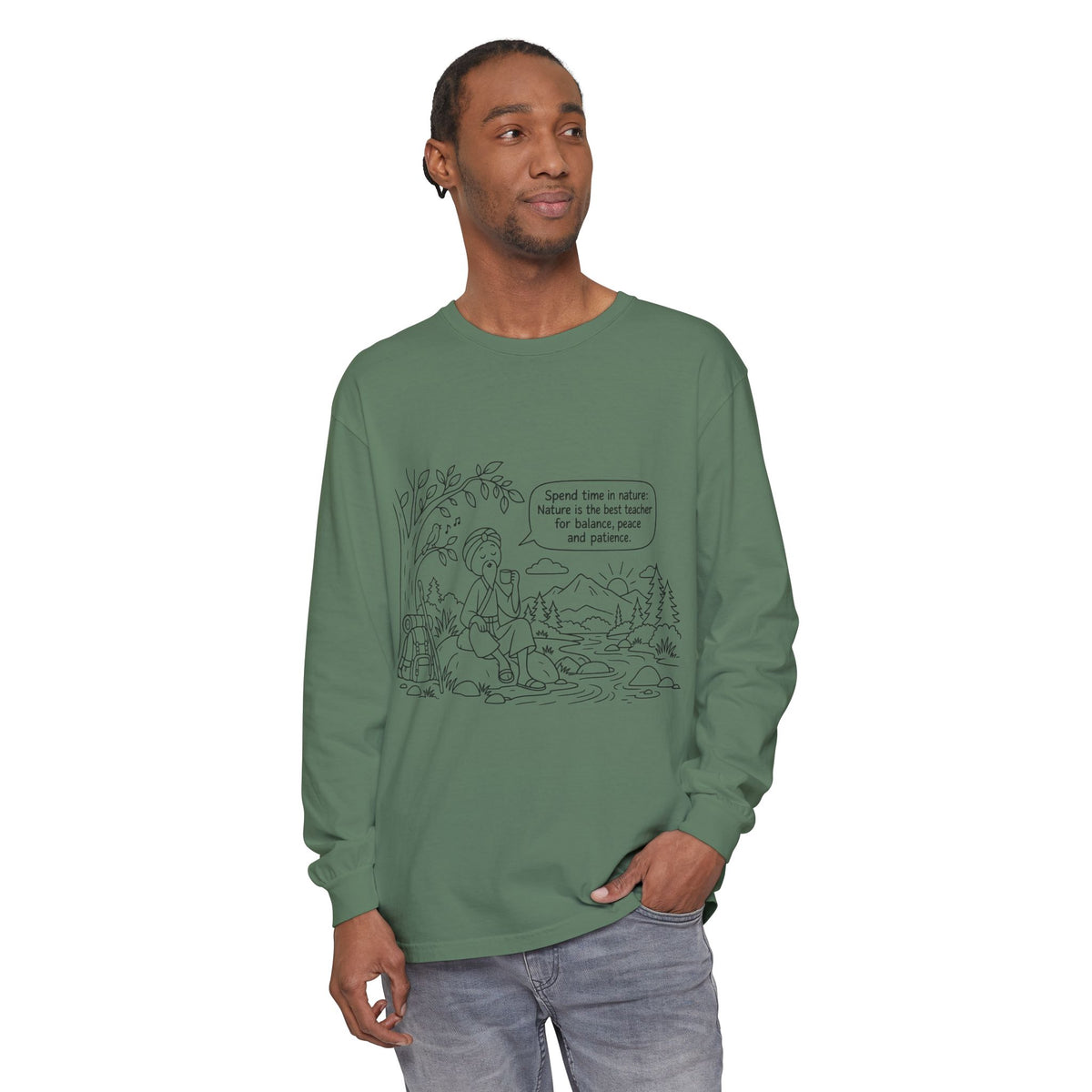 Long Sleeve T‑Shirt — "Spend time in nature" Hiking Graphic Tee