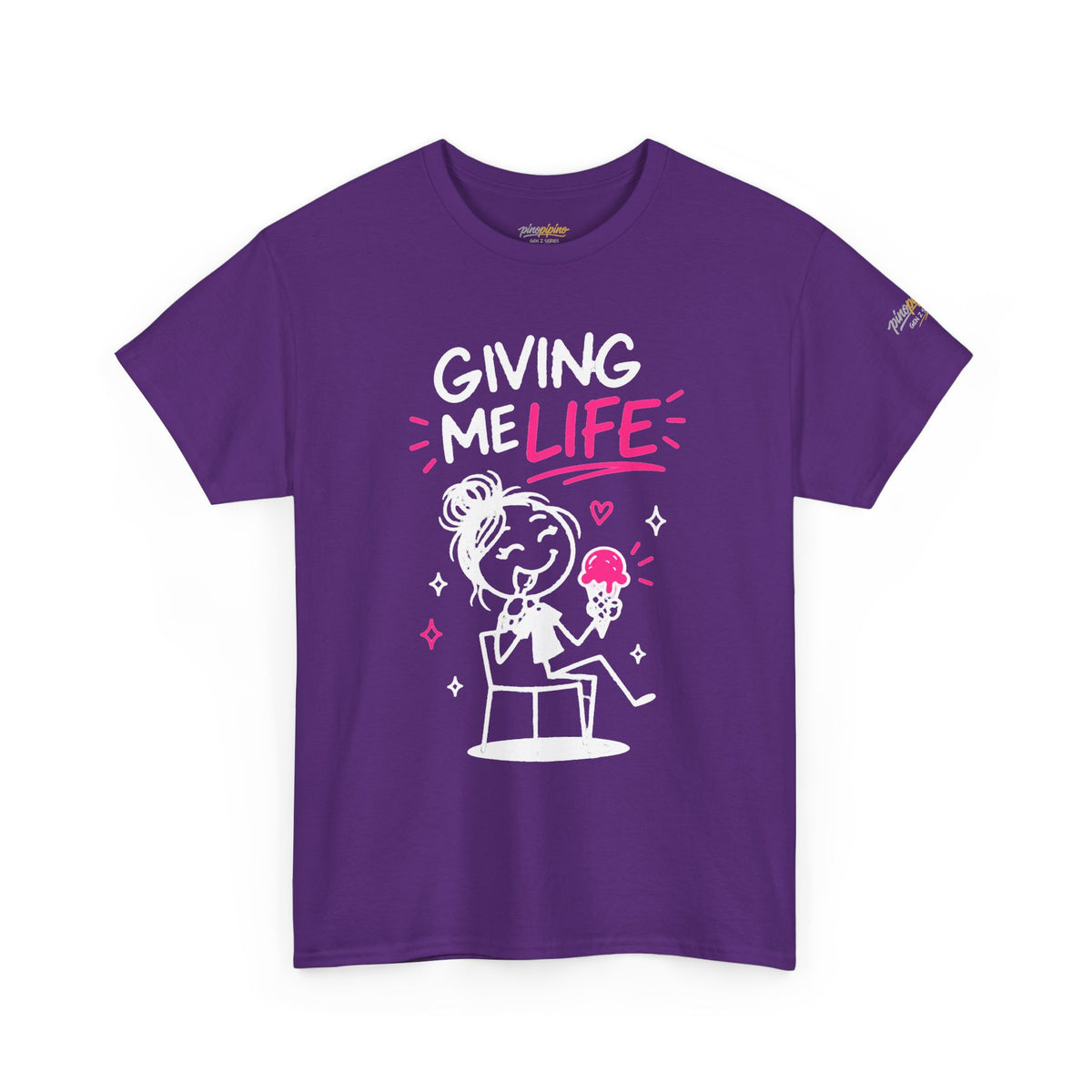 Cute "Giving Me Life" Graphic Sketch Cotton T‑Shirt