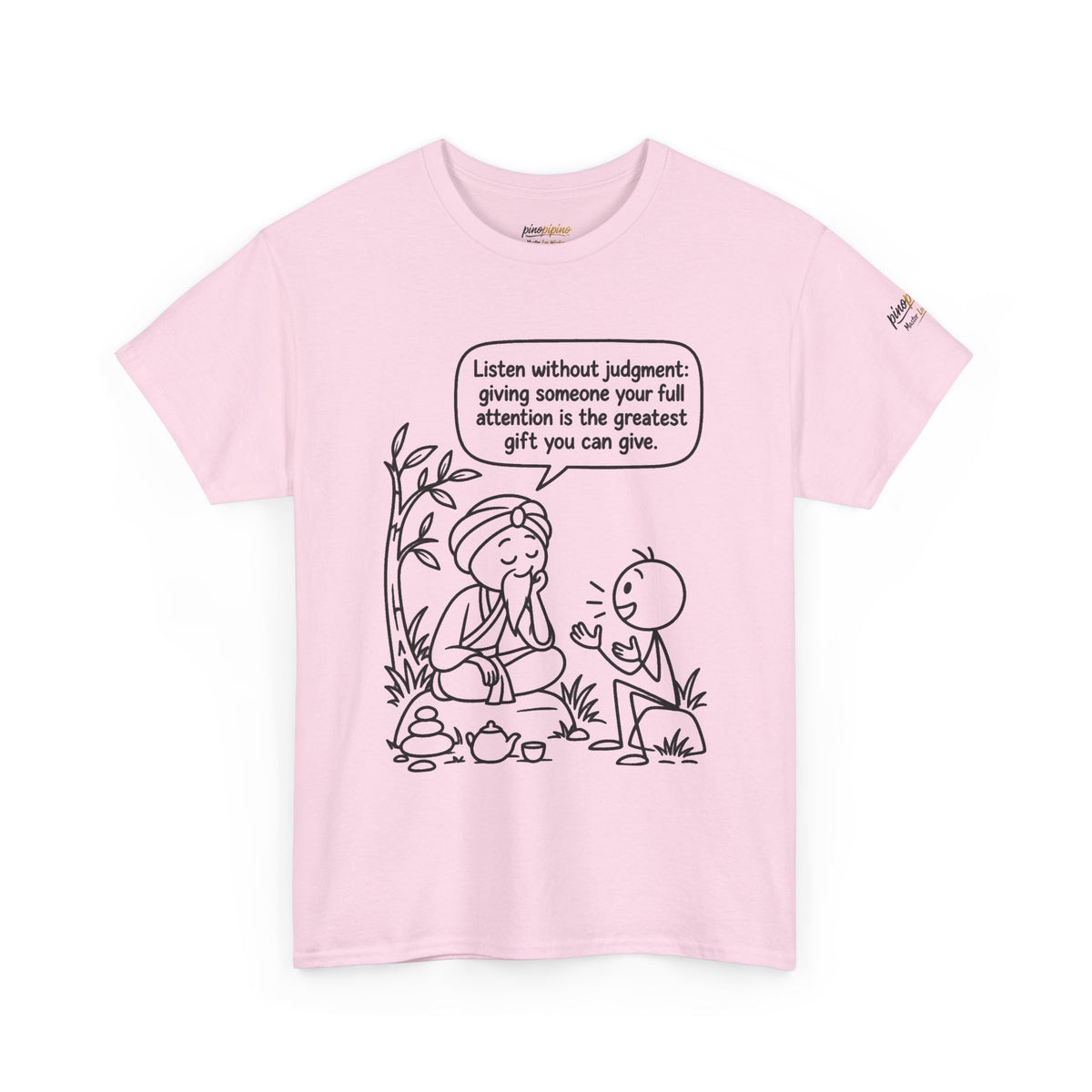Mindful Listening Tee — "Listen without judgment" Meditation Quote T-Shirt