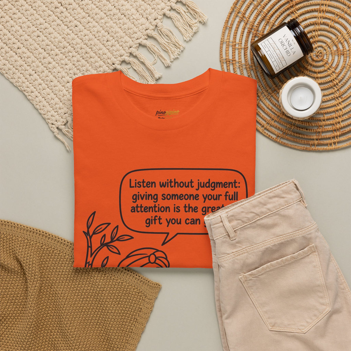 Mindful Listening Tee — "Listen without judgment" Meditation Quote T-Shirt