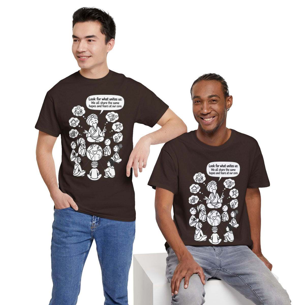 "Look for what unites us" Community Peace Crewneck Tee