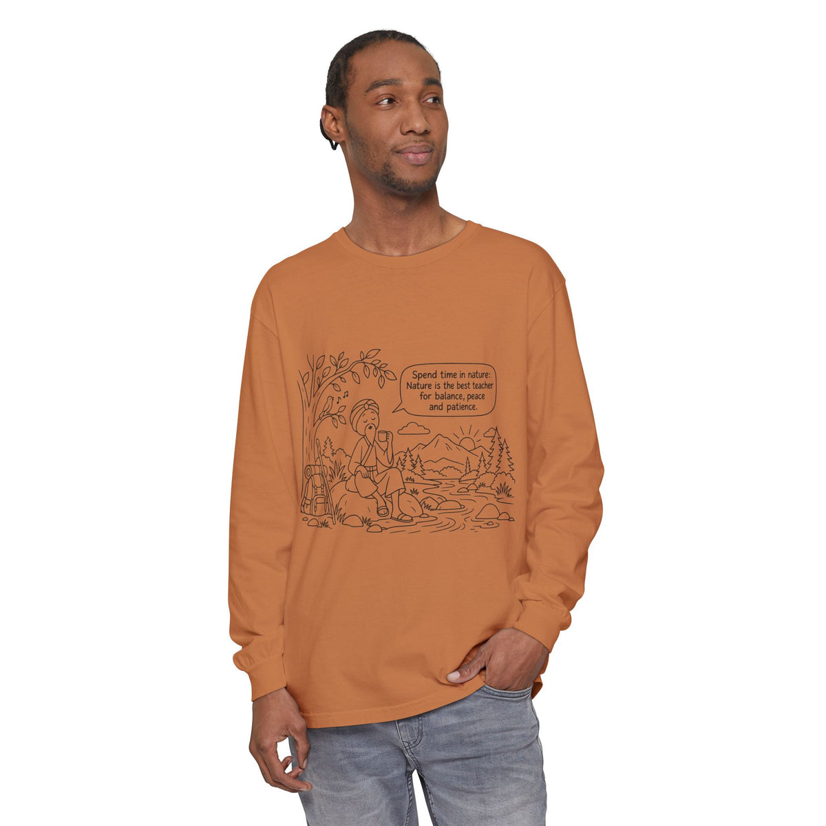 Long Sleeve T‑Shirt — "Spend time in nature" Hiking Graphic Tee