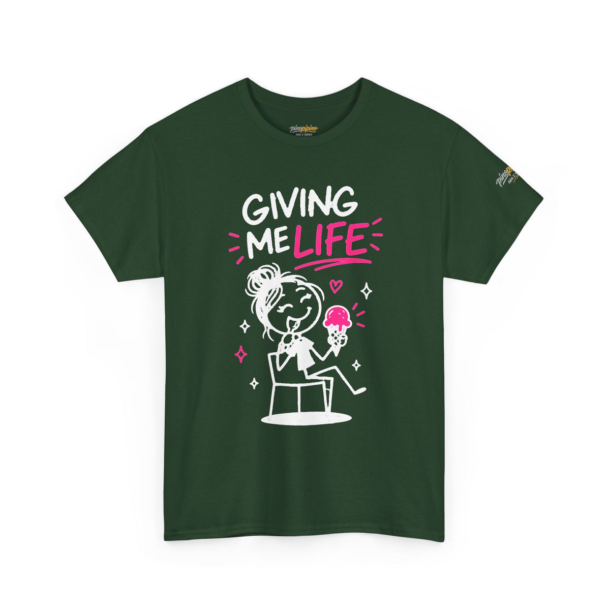 Cute "Giving Me Life" Graphic Sketch Cotton T‑Shirt