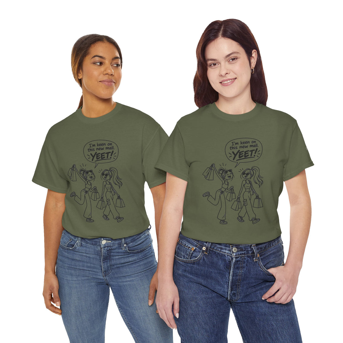 Graphic Tee — "I’m keen on this new mall. YEET" Shopping Cartoon Shirt