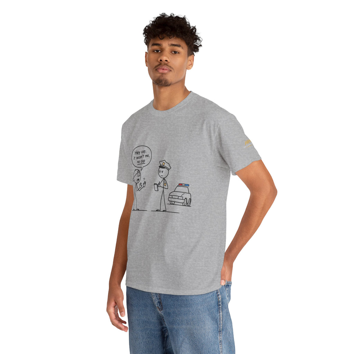 Funny "Hey Cop, It Wasn't Me, No Cap" Police Cartoon Tee