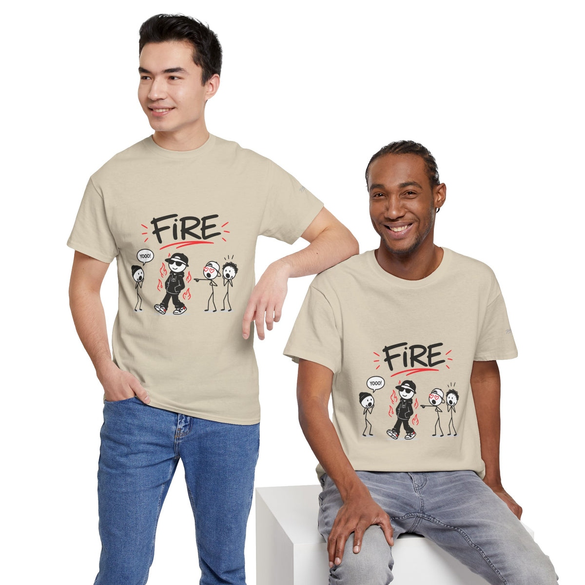 "Fire" Gen Z Slang Stick Figure Tee