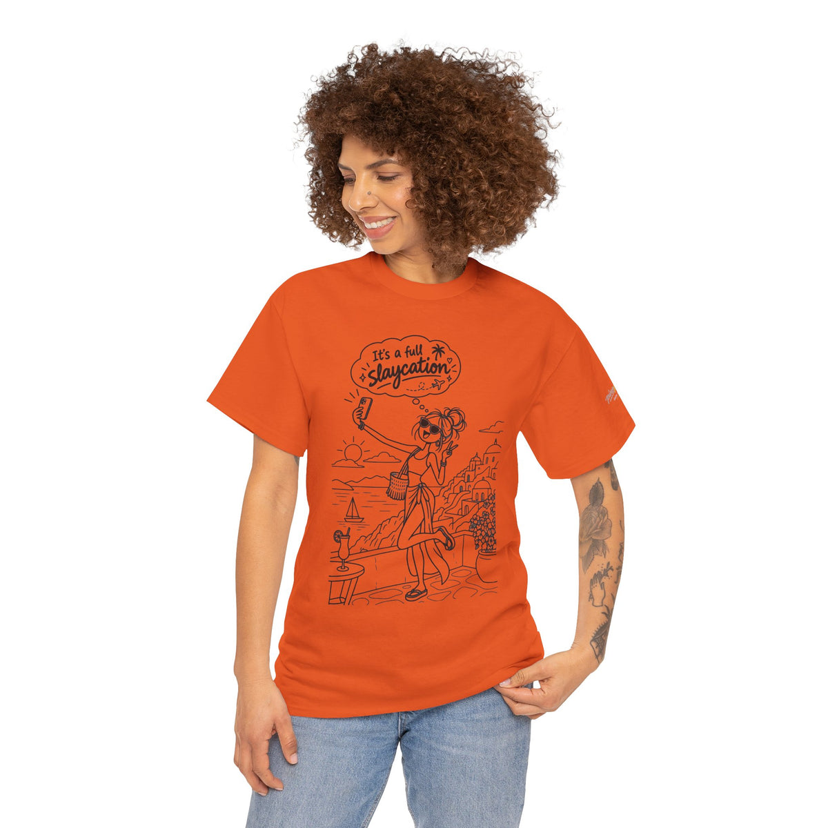 T-Shirt — "It's a Slaycation" Retro Beach Girl Graphic Tee