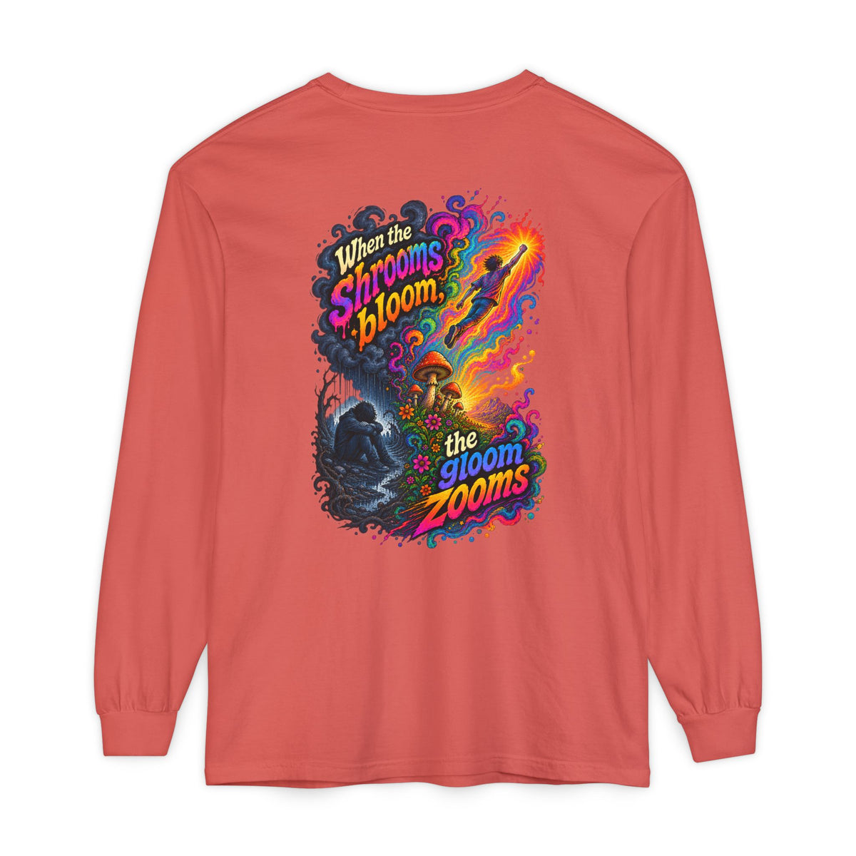 "When the Shrooms Bloom, The Goom Zooms" Psychedelic Design Long Sleeve T-Shirt
