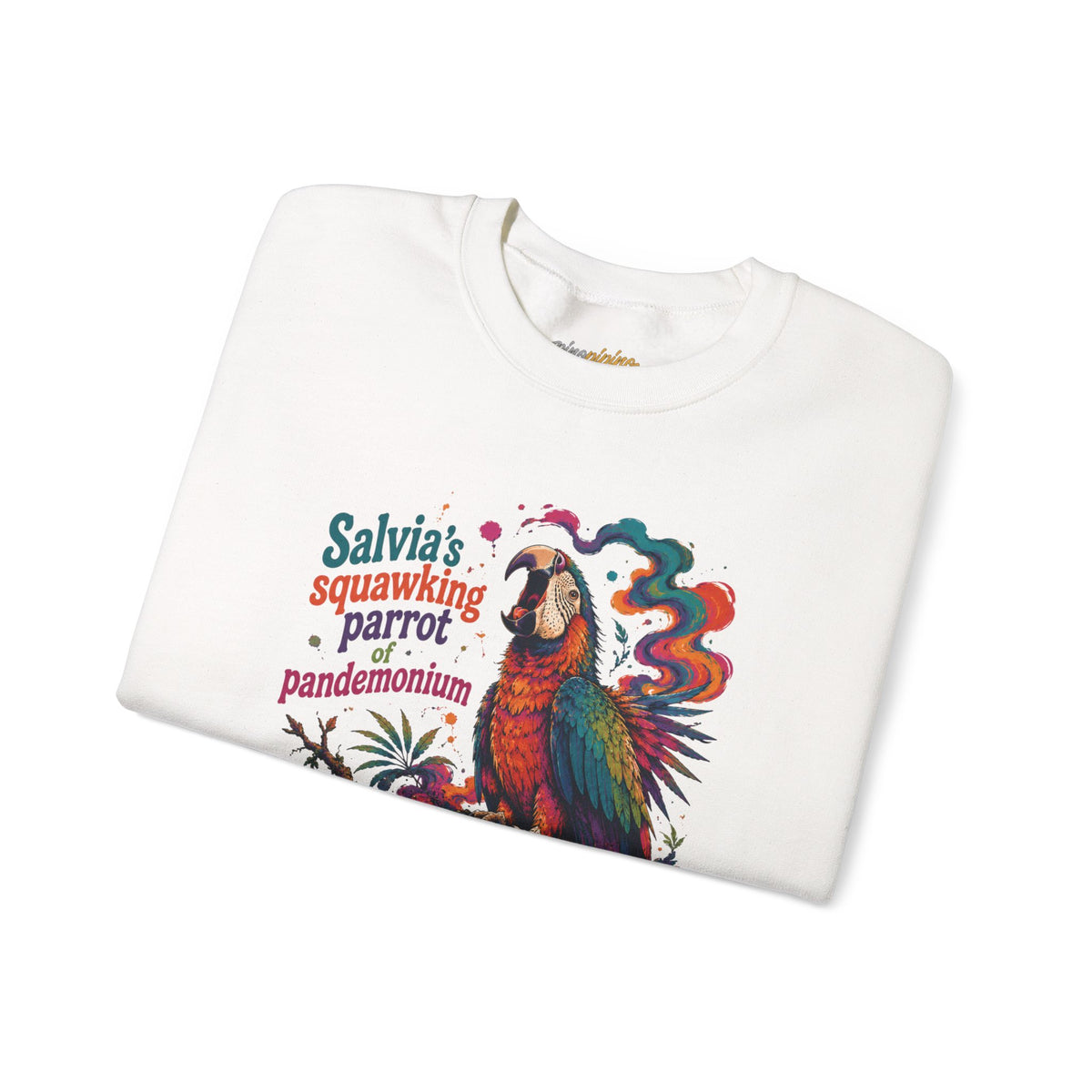 "Salvia's Squawking Parrot of Pandemonium" Colorful Graphic Psychedelic Crewneck Sweatshirt