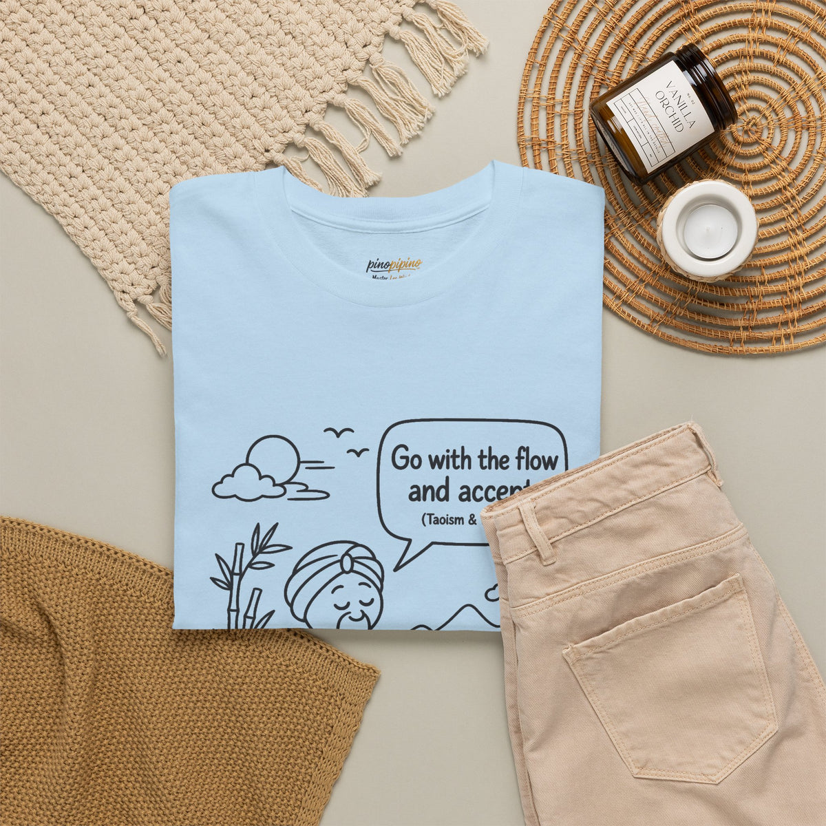 "Go With the Flow" Meditation Tee — Calm Journey Graphic T-Shirt