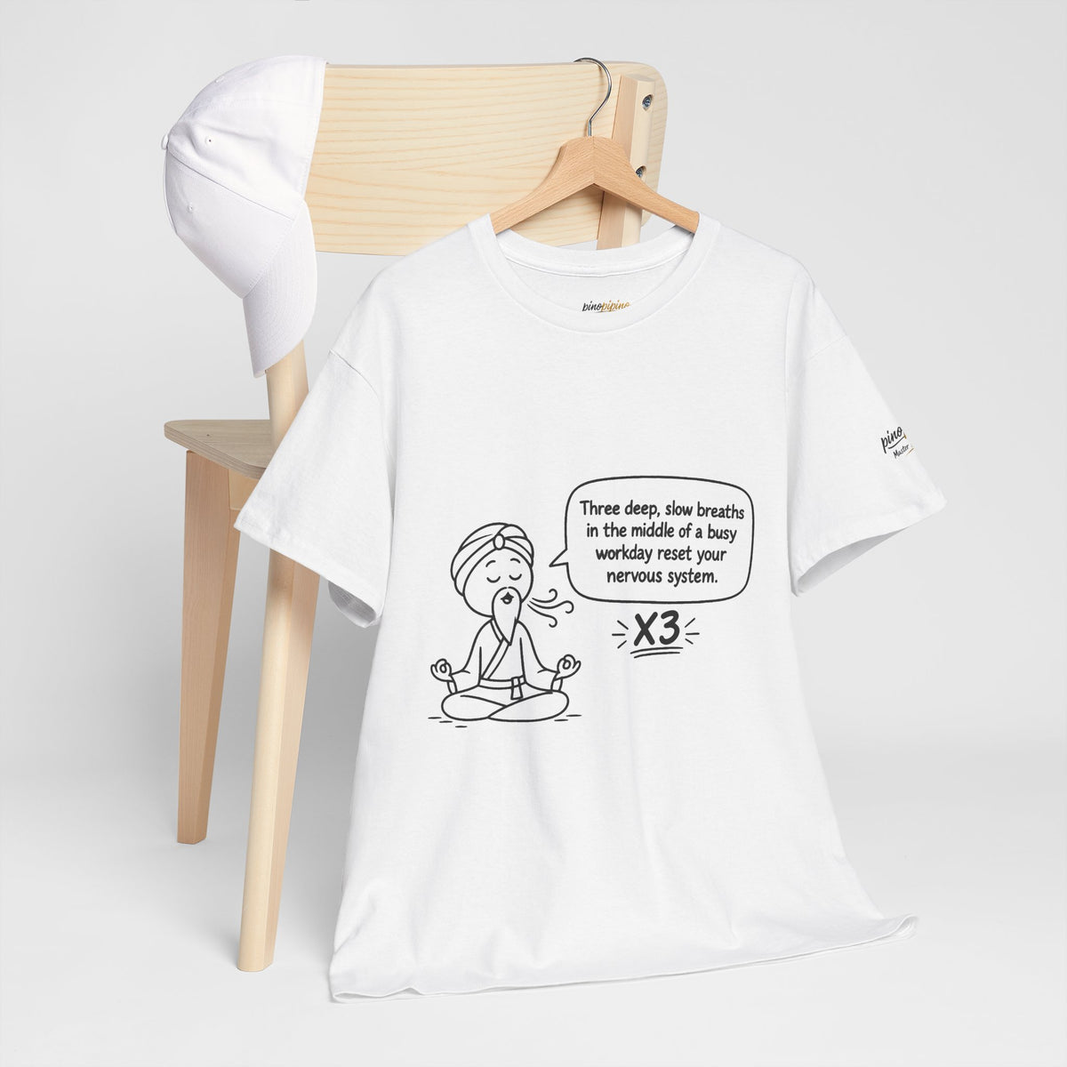 Meditation Reminder Tee — "Three deep, slow breaths" Relaxation T-Shirt