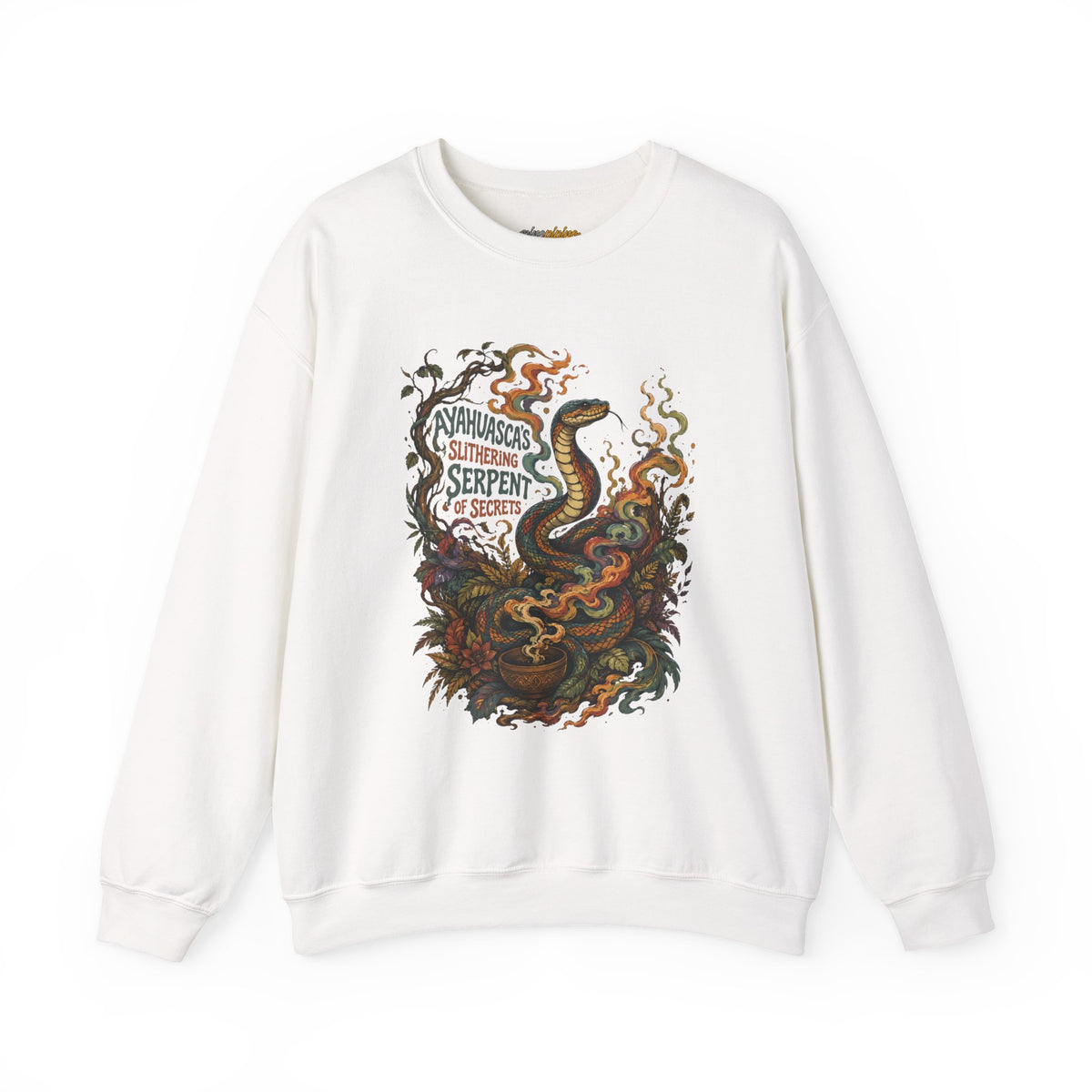 "Ayahuasca Slithering Serpent of Secrets" – Psychedelic Shamanic Snake Design Crewneck Sweatshirt