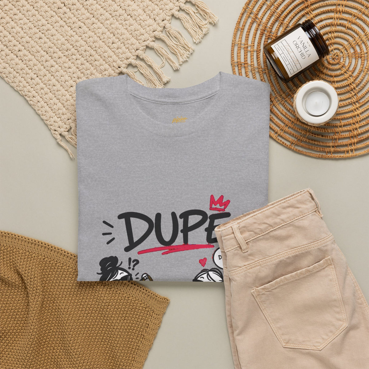 "Dupe" Shopping Cartoon Tee — Funny Gen Z Slang