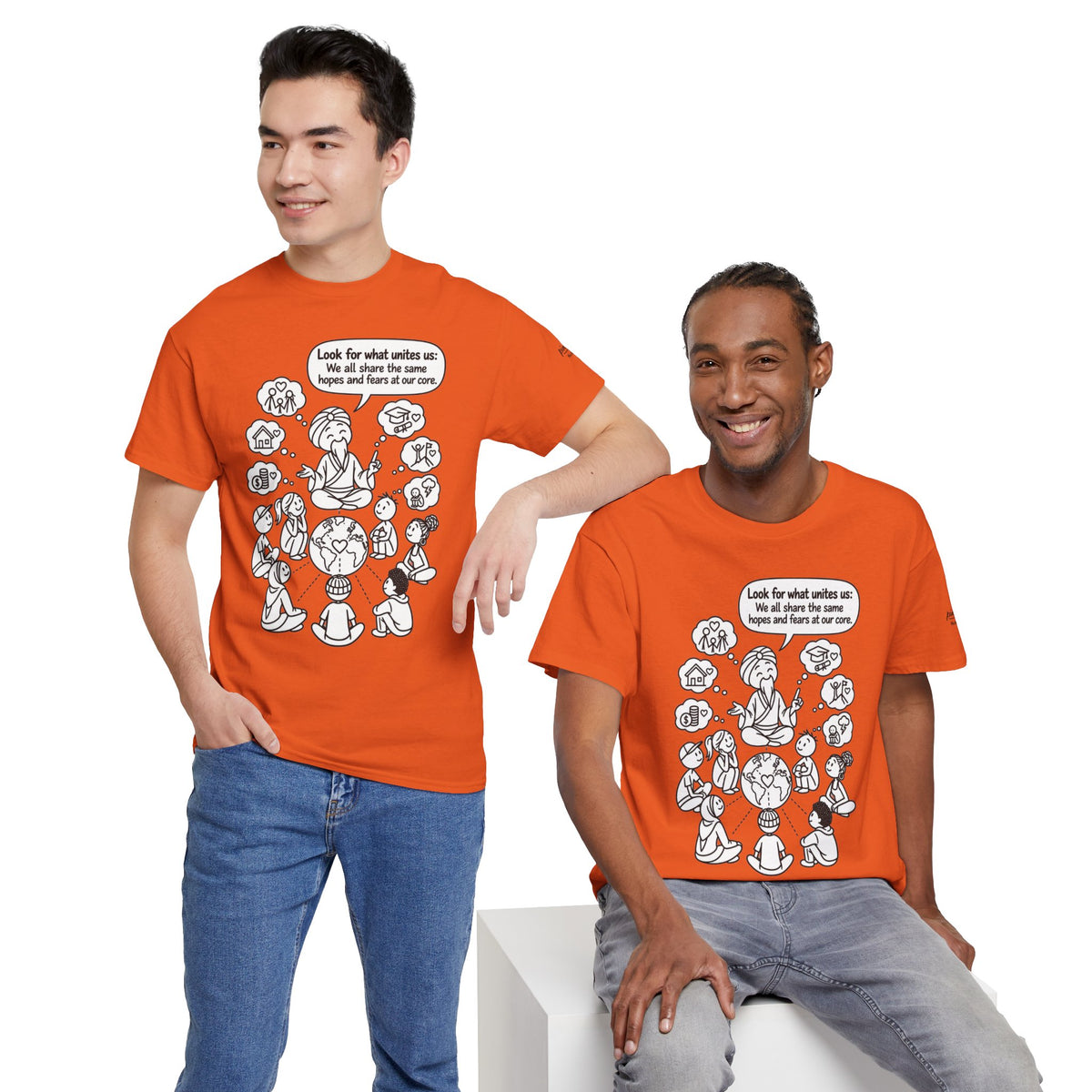 "Look for what unites us" Community Peace Crewneck Tee