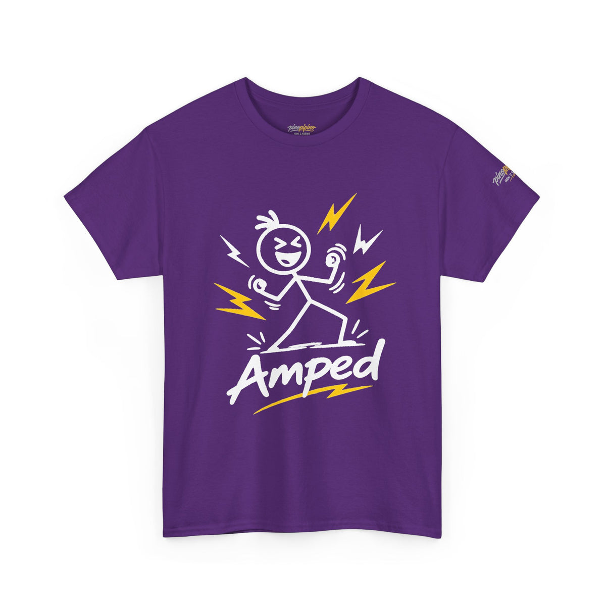 "Amped" Lightning Bolt Tee — Minimal Gen Z Slang Graphic T-Shirt