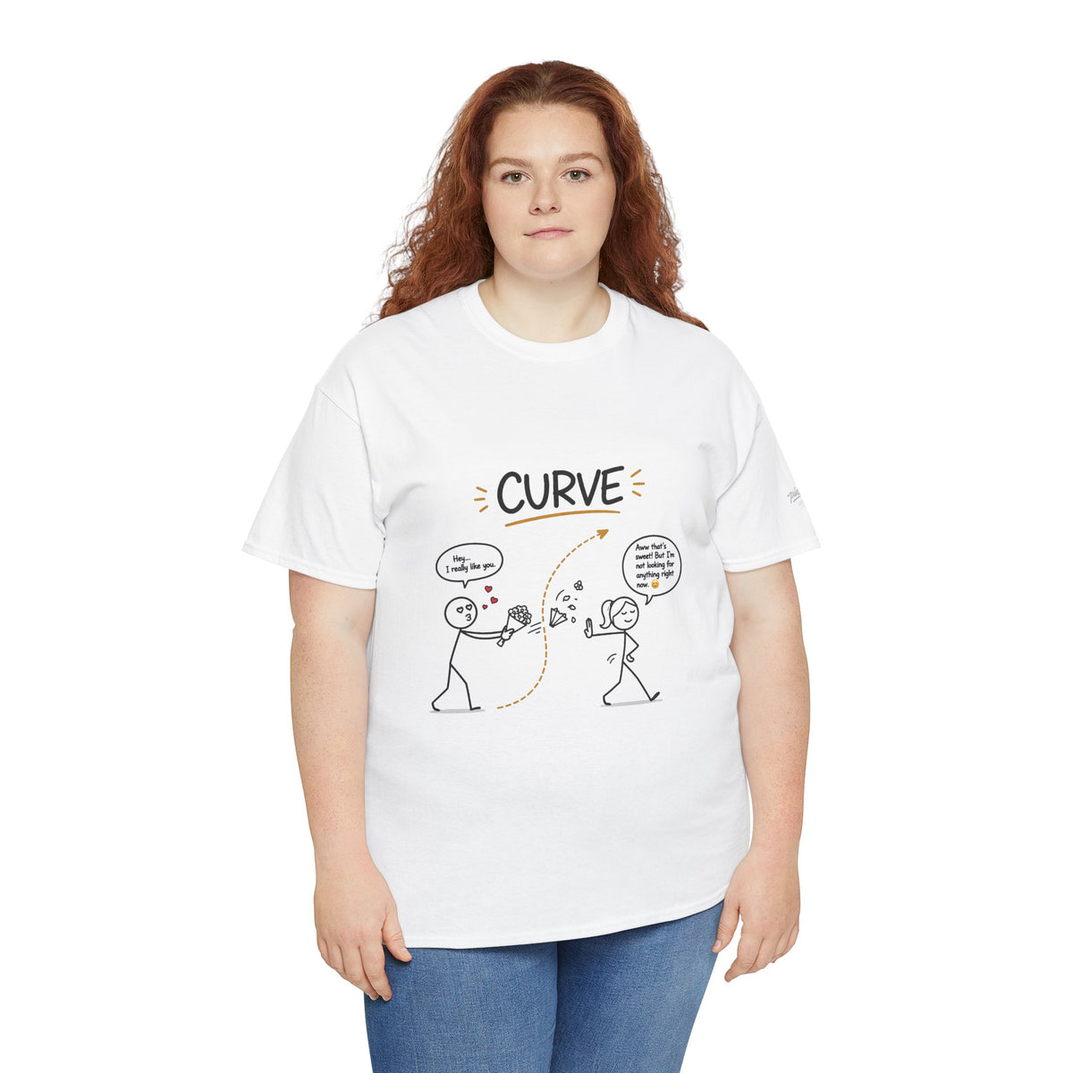 "Curve" Graphic Tee — Funny Gen Z Slang Stick Figure T-Shirt