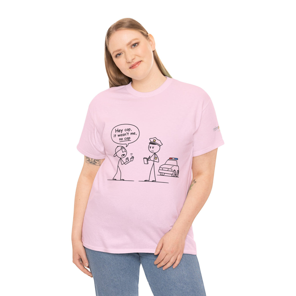 Funny "Hey Cop, It Wasn't Me, No Cap" Police Cartoon Tee
