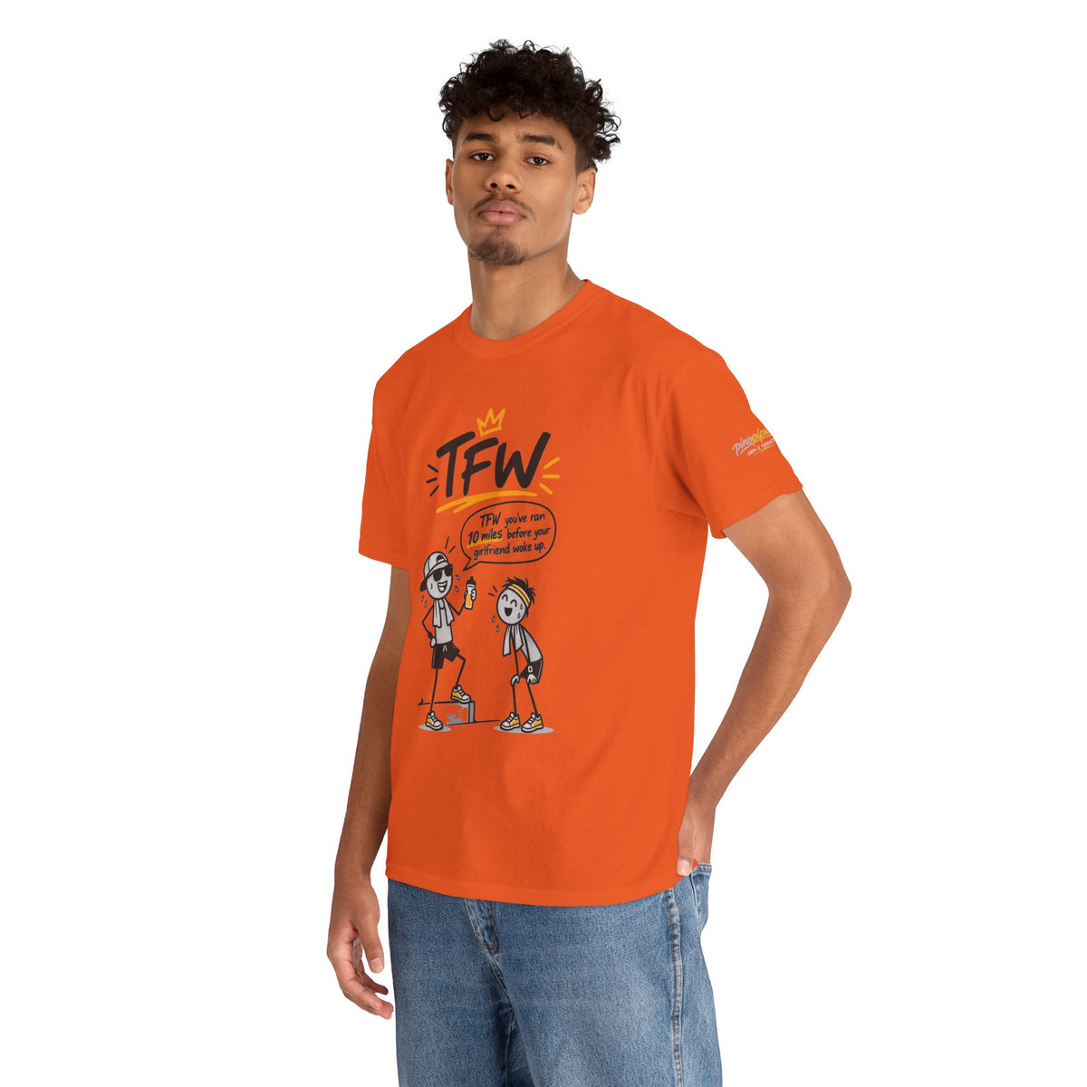 "TFW" Funny Cartoon Tee — "TFW you've ran 10 miles before your girlfriend woke up"