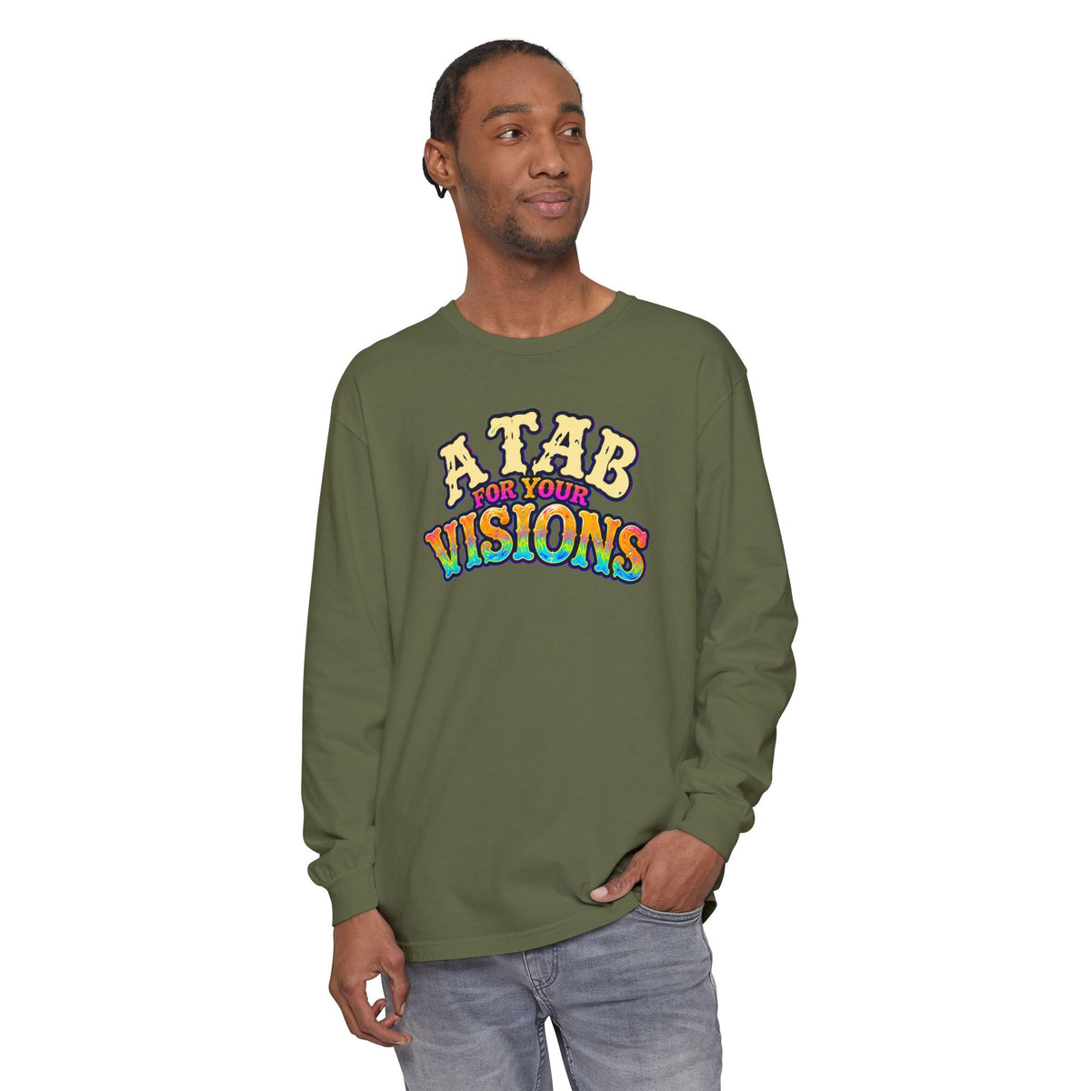 "A Tab for Your Visions" Long Sleeve Psychedelic T‑Shirt