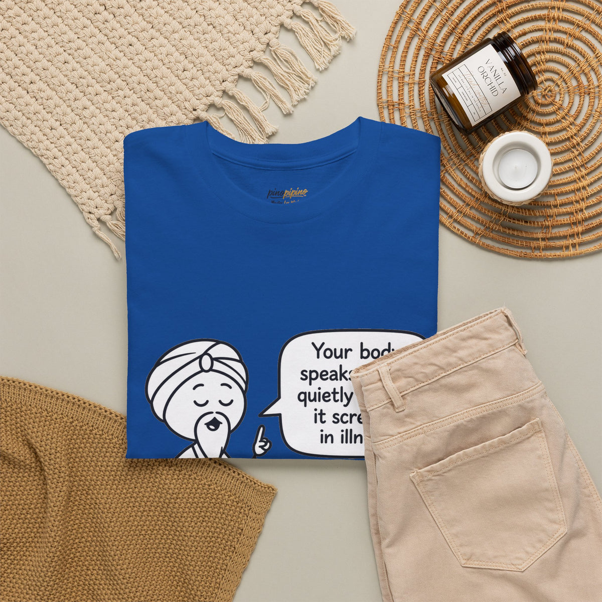 Wellness Tee — "Your body speaks to you quietly before it screams in illness" Meditation T-Shirt
