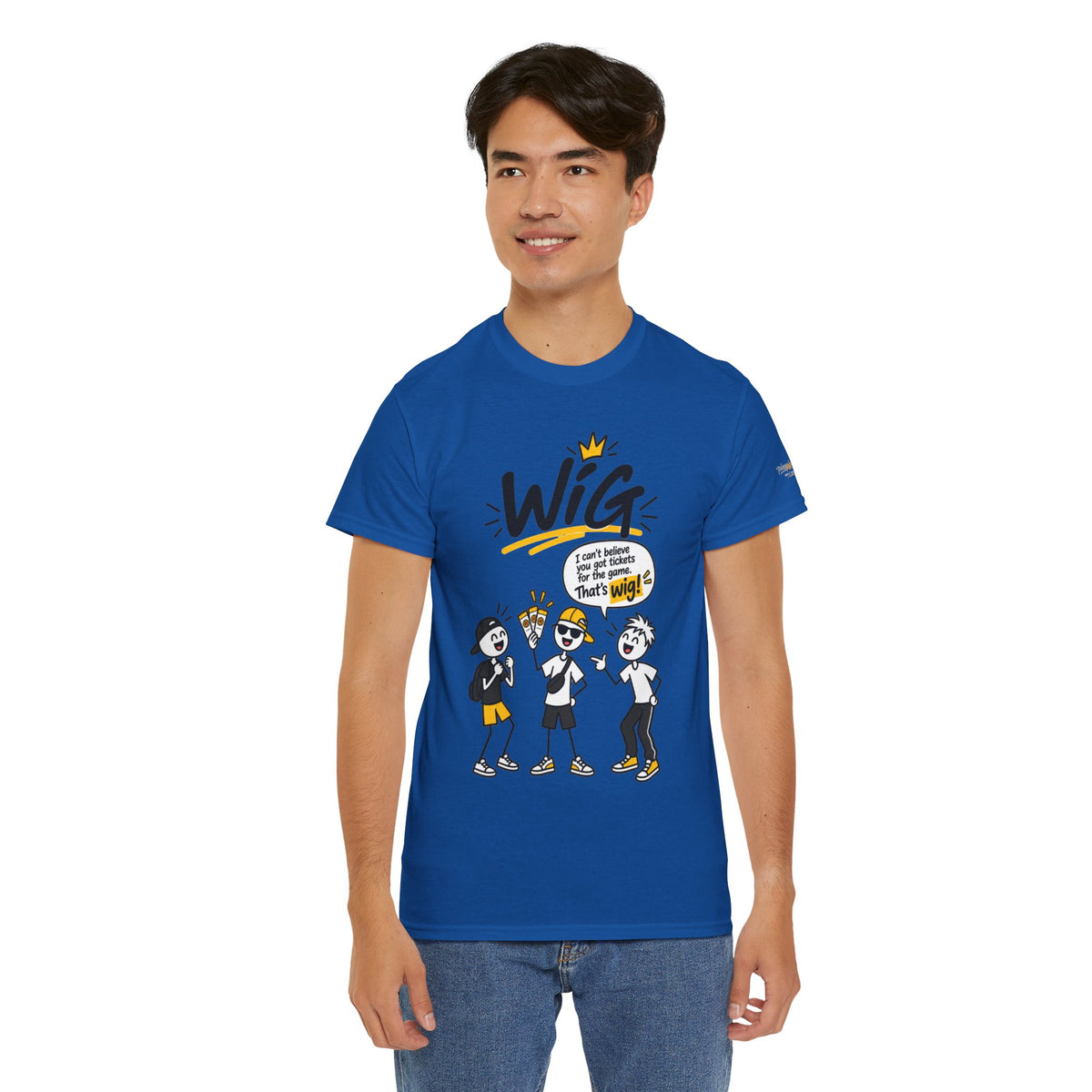 "Wig" Gen Z Slang Graphic Tee — Funny Cartoon Crew Shirt