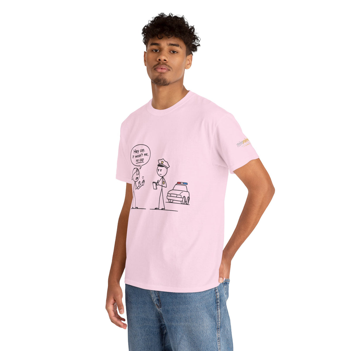 Funny "Hey Cop, It Wasn't Me, No Cap" Police Cartoon Tee