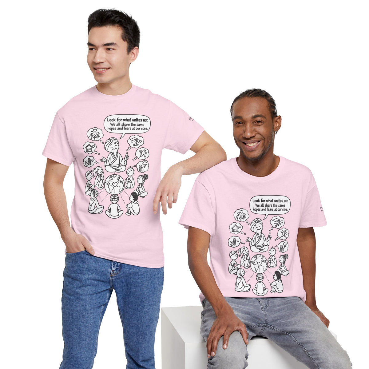 "Look for what unites us" Community Peace Crewneck Tee